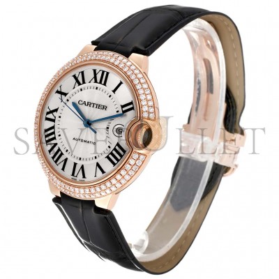 CARTIER BALLON BLEU 42 ROSE GOLD DIAMOND MENS 42MM WATCH WE900851