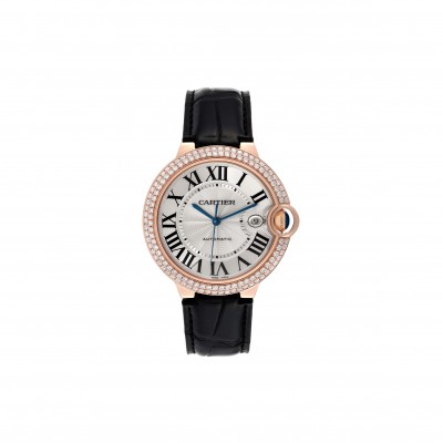 CARTIER BALLON BLEU 42 ROSE GOLD DIAMOND MENS 42MM WATCH WE900851