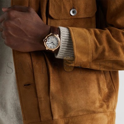CARTIER BALLON BLEU DE MEN'S SILVER BROWN CARTIER 42MM WATCH WGBB0030