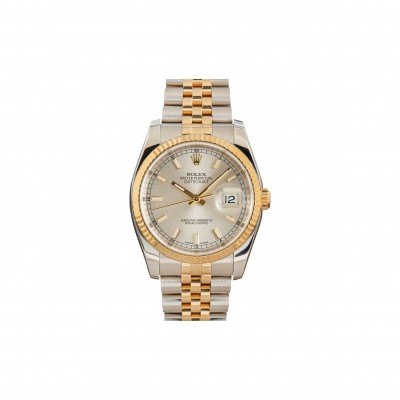 ROLEX DATEJUST SILVER DIAL 36MM WATCH 116233