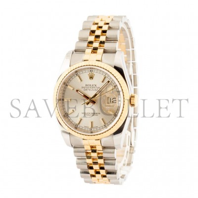 ROLEX DATEJUST SILVER DIAL 36MM WATCH 116233