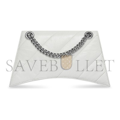 BALENCIAGA WOMEN'S CRUSH CHAIN BAG MINI IN WHITE 736016210J09001 (21.8*9.9*4.8cm)