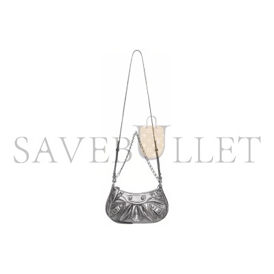 BALENCIAGA WOMEN'S LE CAGOLE CHAIN BAG MINI IN SILVER GREY 6958140GT3Y8103 (20.8*13*4.3cm)