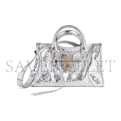 BALENCIAGA WOMEN'S LE CITY BAG SMALL IN SILVER 8114422AA9R8122 (29.9*19.1*9.9cm)