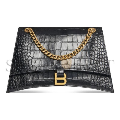 BALENCIAGA WOMEN'S CRUSH CHAIN BAG MEDIUM IN BLACK 716393210IX1000 (31*19.8*6.9cm)