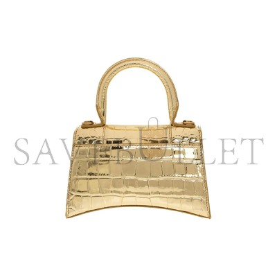 BALENCIAGA WOMEN'S HOURGLASS HANDBAG XS IN GOLD 5928331S4GM8000 (18.8*13*7.9cm)