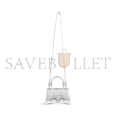BALENCIAGA WOMEN'S HOURGLASS HANDBAG XS IN SILVER 5928331S4CY8110 (18.8*13*7.9cm)