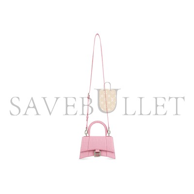 BALENCIAGA WOMEN'S HOURGLASS HANDBAG XS IN ROSE PINK 5928331LR6Y5906 (18.8*13*7.9cm)