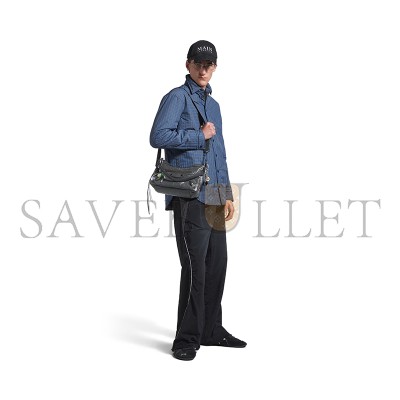 BALENCIAGA MEN'S LE CITY MOTO SMALL WITH CHARMS IN VOLCANIC ROCK 8461882AB6Z1251 (27.9*19*13.9cm)