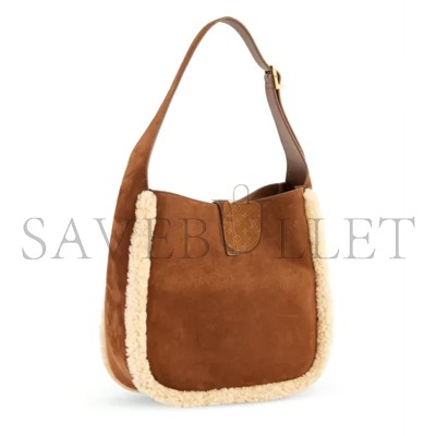 YSL LE 5 À 7 SHEARLING-TRIM LEATHER SHOULDER BAG 7139381QSIW2281 (23*22*8.5cm)