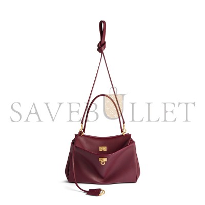 BALENCIAGA WOMEN'S RODEO HANDBAG SMALL IN DARK BURGUNDY 7897792AA4V6034 (28.9*20*9.9cm)