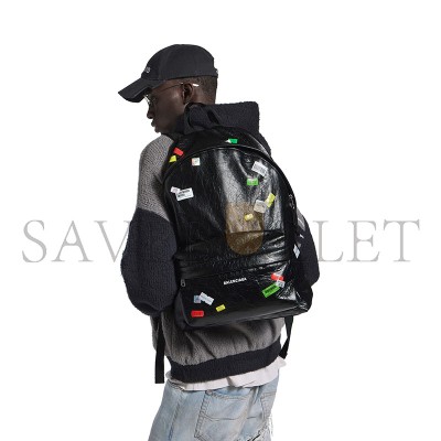 BALENCIAGA MEN'S EXPLORER BACKPACK IN BLACKMULTICOLOR 5032212AB531084 (47*35*20cm)