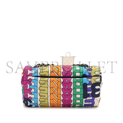 CHANEL RAINBOW QUILTED NYLON MEDIUM LOGO FLAP GOLD HARDWARE AS2897 (24.5*15*5cm)
