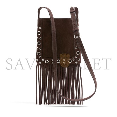 VALENTINO GARAVANI NELLCÔTE SMALL SHOULDER BAG IN SUEDE WITH FRINGES 6W2B0R34JET_0TO (20*20*3cm)