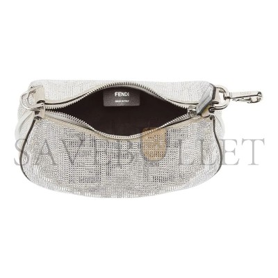 FENDI FENDIGRAPHY MINI SILVER CRYSTAL FF PATTERN LEATHER HANDBAG 8BS081APKFF1MZK (16.5*14*5cm) FENDI FENDIGRAPHY MINI SILVER CRYSTAL FF PATTERN LEATHER HANDBAG 8BS081APKFF1MZK (16.5*14*5cm)