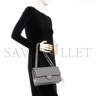 CHANEL MASTER CAVIAR QUILTED MEDIUM DOUBLE FLAP GREY 212974 (25*16*6cm)