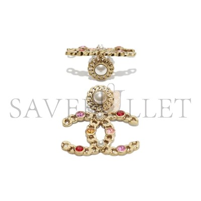 CHANEL CC PEARL CRYSTAL CHAIN DROP EARRINGS AB5680