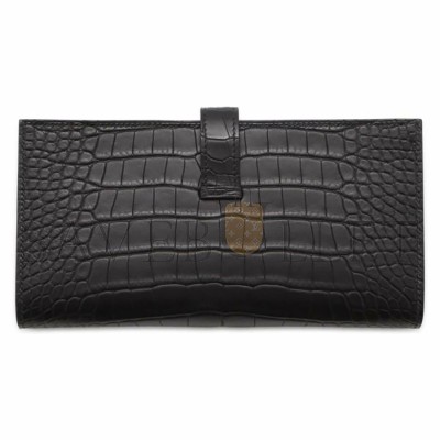 HERMÈS BEARN SOUFFLET LONG WALLET, BLACK GOLD HARDWARE, MATTE ALLIGATOR LEATHER (17.5*9cm) HERMÈS BEARN SOUFFLET LONG WALLET, BLACK GOLD HARDWARE, MATTE ALLIGATOR LEATHER (17.5*9cm)