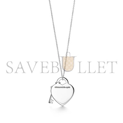 TIFFANY RETURN TO TIFFANY EART TAG AND KEY NECKLACE IN STERLING SILVER WITH A DIAMOND, MEDIUM 69683959