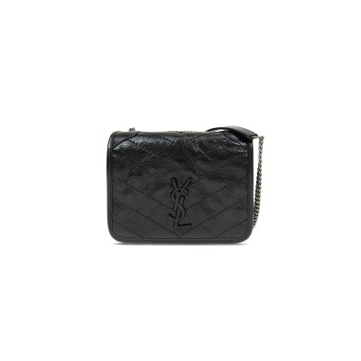 YSL NIKI MINI SHOULDER BAG IN CRINKLED VINTAGE LEATHER 5831030EN041000 (18.5*15*5cm)