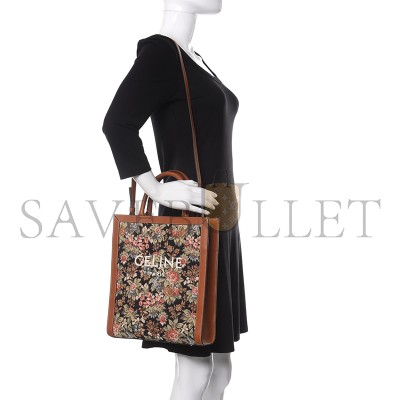 CELINE SMALL TOTE IN CABAS FLORAL JACQUARD AND COWHIDE 192082CXG.19RV (32*29*8cm)