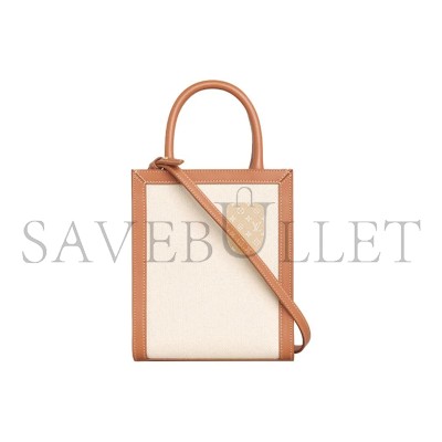 CELINE MINI TOTE IN CABAS SULKY PRINTED FABRIC AND COWHIDE LEATHER 193302DCI.02NT (21*17*4cm)