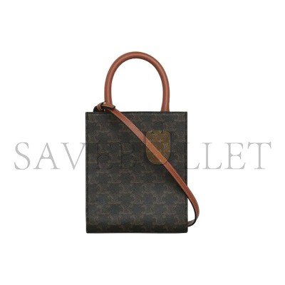 CELINE MINI TOTE IN CABAS TRIOMPHEPRINTS AND LEATHER 194372CYB.04LU (21*17*4cm)