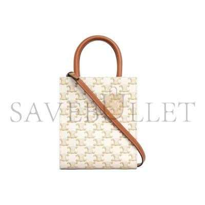 CELINE MINI TOTE IN CABAS TRIOMPHE PRINTS AND LEATHER 194372CYB.01BC (21*17*4cm)