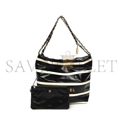 CHANEL MASTER SHINY CALFSKIN STRIPED 22 SMALL HANDBAG AS3260 (37*35*7cm)