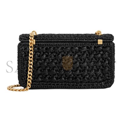 CELINE CHAIN SHOULDER BAG CLAUDE IN RAFFIA EFFECT TEXTILE 112252ETU.38NO (20.5*11.5*4)