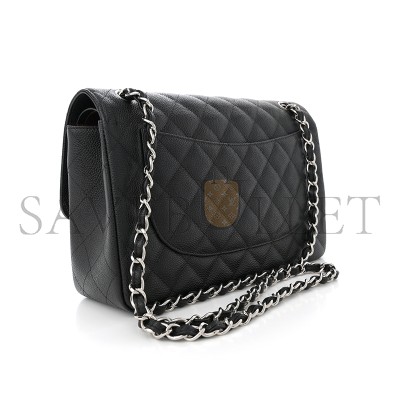 CHANEL MASTER CAVIAR QUILTED JUMBO DOUBLE FLAP BLACK 1633607 (30*20*10cm)