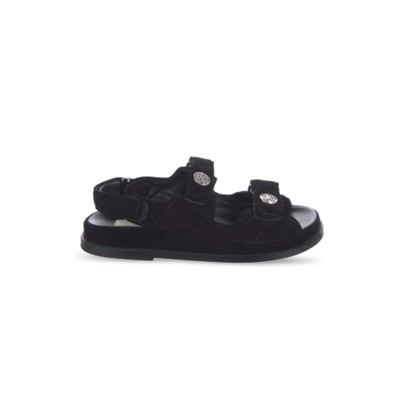 CHANEL VELCRO SANDALS FOR WOMEN 2022 SUMMER FLAT SOLED SHOES BLACK 
