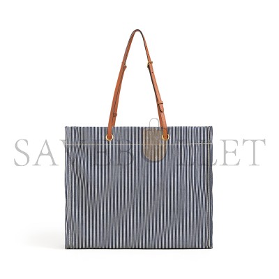 CELINE SQUARED CABAS CELINE IN STRIPED TEXTILE AND CALFSKIN 192802CHD.07AT (45*35*15cm)