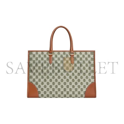 CELINE TOTE IN CABAS CANVAS AND CALFSKIN 197002CS8.15KH (43*31*15cm)