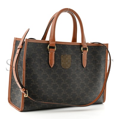CELINE TRIOMPHE CANVAS CALFSKIN MINI HORIZONTAL CABAS TAN 199742BZJ.04LU (34*23*12.5cm)