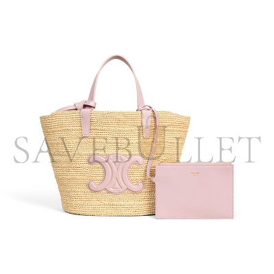 CELINE TEEN SUPPLE CELINE CLASSIC PANIER IN RAFFIA AND CALFSKIN 115802FF7.25BD (22*21.5*13cm)