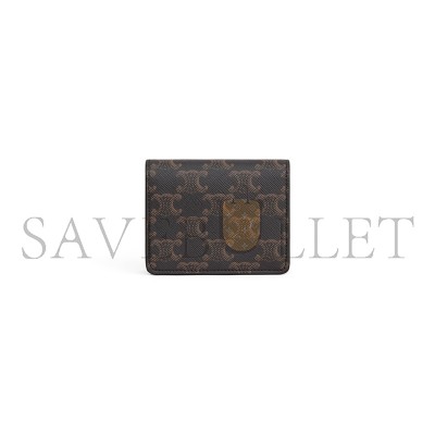 CELINE BUSINESS CARD HOLDER TRIOMPHE IN TRIOMPHE CANVAS AND LAMBSKIN 10N062DB7.04LU (10.5*8.5*3cm)