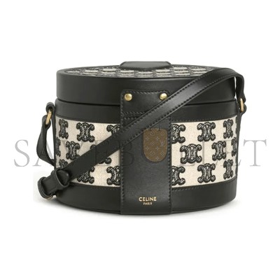 CELINE SHOULDER BAG TAMBOUR TRIOMPHE IN FABRIC AND COW LEATHER 195192CS8.38NO (17*17*12cm)