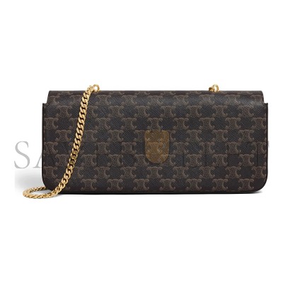 CELINE CHAIN SHOULDER BAG IN TRIOMPHE CANVAS CANVAS AND LAMBSKIN 197412DQW.04LU (33*13*5cm)
