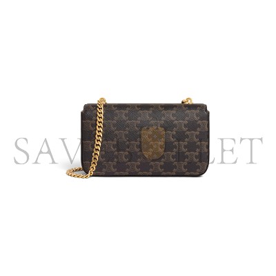 CELINE CHAIN SHOULDER BAG CLAUDE IN TRIOMPHE CANVAS 197992DQW.04LU (20.5*11.5*4cm)