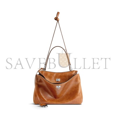 BALENCIAGA WOMEN'S RODEO HANDBAG MEDIUM IN TAN COWBOY 7897722ABP72753 (35*23.3*10.9cm)