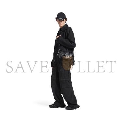 BALENCIAGA MEN'S LE CAGOLE FLAP BAG XS IN BLACK 719082210KR1000 (24*14*5cm)