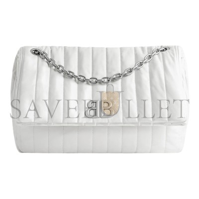 BALENCIAGA WOMEN'S MONACO CHAIN BAG MEDIUM IN WHITE 7659452AASE9106 (32.5*22*9.9cm)