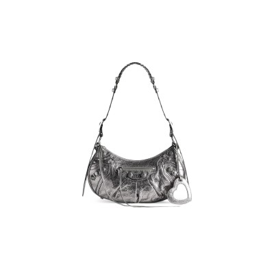 BALENCIAGA WOMEN'S LE CAGOLE SHOULDER BAG SMALL IN SILVER 6713070GT3Y8103 (33*16*8.4cm)