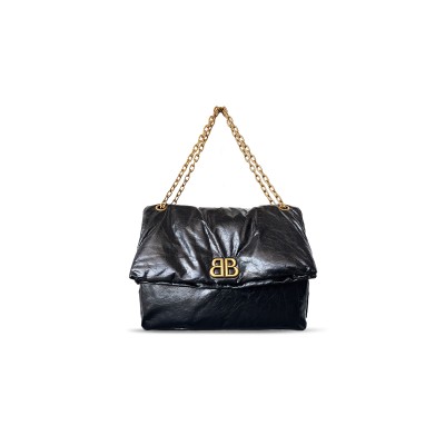 BALENCIAGA WOMEN'S MONACO CHAIN BAG LARGE IN BLACK 7659332AAR81000 (43.5*32*13cm)