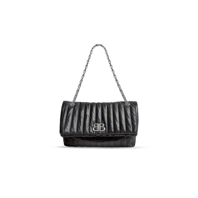 BALENCIAGA WOMEN'S MONACO CHAIN BAG LARGE IN BLACK 7659332AASE1000 (43.5*32*13cm)