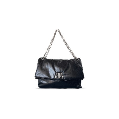 BALENCIAGA WOMEN'S MONACO CHAIN BAG LARGE IN BLACK 7659332RAR81000 (43.5*32*13cm)