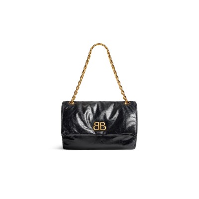 BALENCIAGA WOMEN'S MONACO CHAIN BAG MEDIUM IN BLACK 7659452AAR81000 (32.5*22*9.9cm)