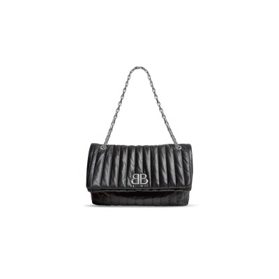BALENCIAGA WOMEN'S MONACO CHAIN BAG MEDIUM IN BLACK 7659452AASE1000 (32.5*22*9.9cm)