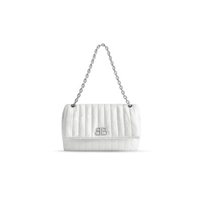 BALENCIAGA WOMEN'S MONACO CHAIN BAG MEDIUM IN WHITE 7659452AASE9106 (32.5*22*9.9cm)